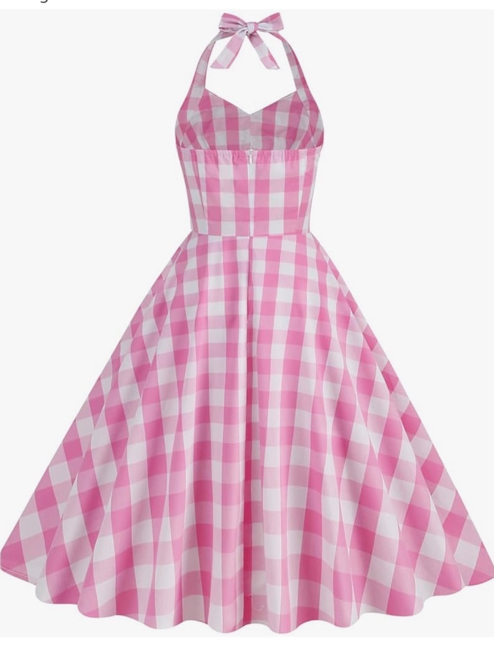 Pink and White Gingham Halter Midi Dress - Picture 5 of 5